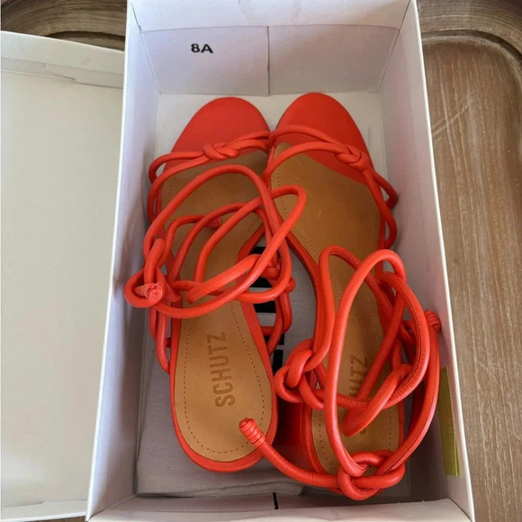 Schutz Evereve Orange Heeled Sandals NWT - Picture 5 of 5
